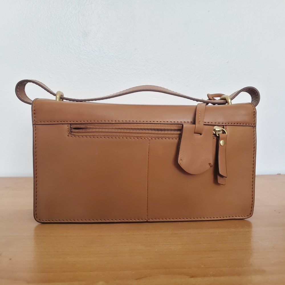 Tan Mini Bag with Structured Design and Thin Strap - Picture 3 of 6